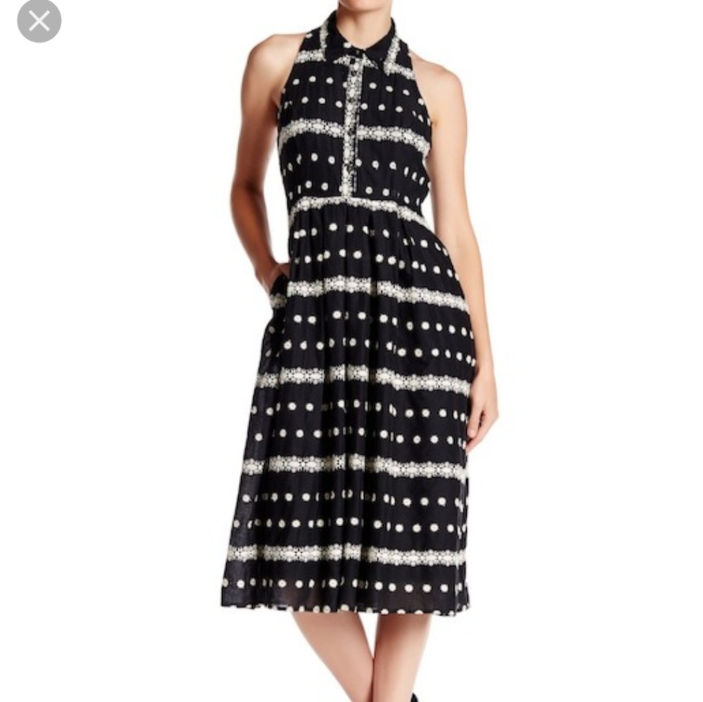 NWT Eva Franco Embroidered Spread Collar Shirtdres